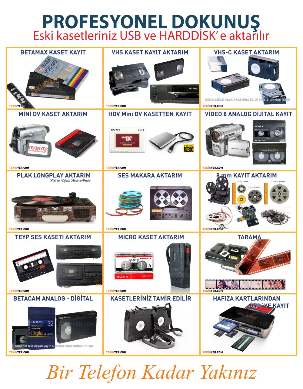 Mini HD-HDV Kasetten Kayıt Aktarım Profesyonel Dokunuşlarla iyi kaliteli güzel çözümler